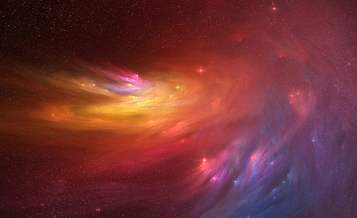 Galaxy, sarı ve kırmızı bulutsusu duvar kağıdı, Uzay, Galaxy, HD masaüstü duvar kağıdı