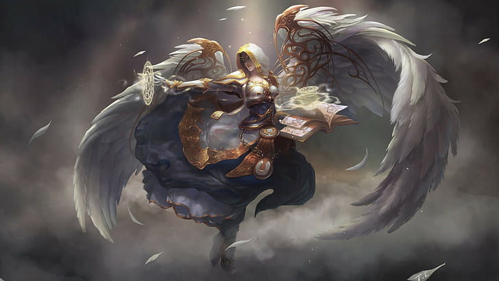 anjo feminino, World of Warcraft, arte de fantasia, HD papel de parede