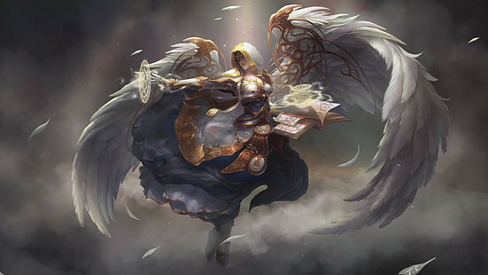 female angel, World of Warcraft, fantasy art, HD wallpaper HD wallpaper