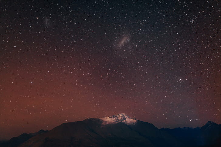 aerial view of mountain under black sky with stars, queenstown, otago, queenstown, otago, Stars, night sky, Queenstown, Otago, New Zealand, aerial view, mountain, black sky, new  zealand, star - Space, astronomy, night, galaxy, milky Way, constellation, space, nebula, nature, sky, star Field, dark, planet - Space, landscape, science, star Shape, HD wallpaper
