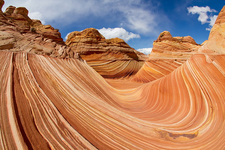 the sky, clouds, line, rocks, texture, canyon, Coyote Buttes, HD wallpaper