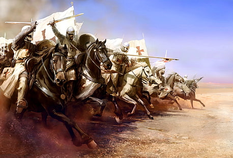 병 그림, 그림, 예술, 이스라엘의 전사, 1177 년 11 월 25 일, 마리우스 혼합, 몬기 토레 전투, 기사단의 공격, HD 배경 화면 HD wallpaper