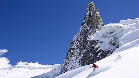 планински форми на релефа, планинска верига, ски, зима, небе, планина, ски, алпинизъм, зимен спорт, екстремен спорт, сняг, ски алпинизъм, хребет, масив, HD тапет HD wallpaper