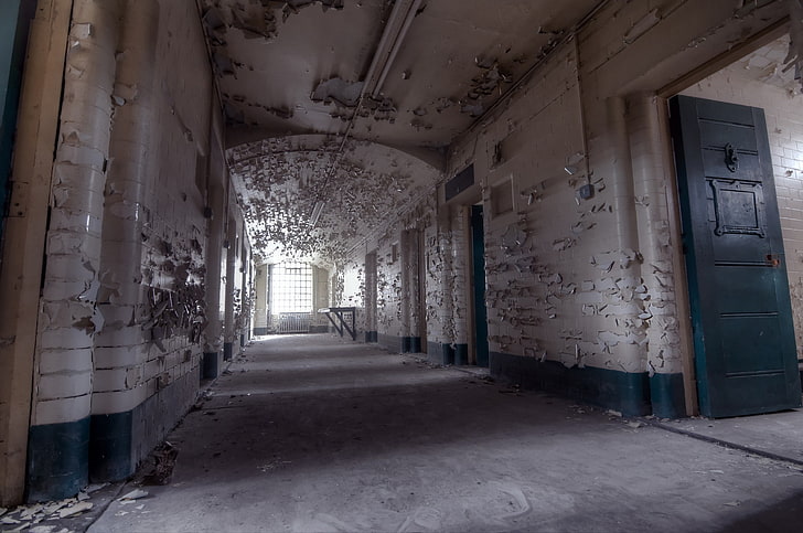 prisons, building, interior, ruin, hallway, old building, abandoned, HD wallpaper