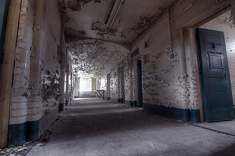 penjara, bangunan, interior, kehancuran, lorong, bangunan tua, ditinggalkan, Wallpaper HD HD wallpaper