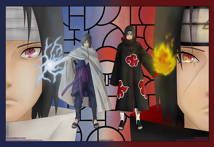 Papel de parede digital de Sasuki e Itachi, Anime, Naruto, Itachi Uchiha, Sasuke Uchiha, Sharingan (Naruto), HD papel de parede