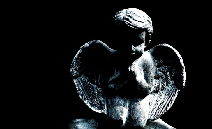 Little Angel Of Stone, angel statue, Aero, Black, Angel, Little, Stone, HD wallpaper