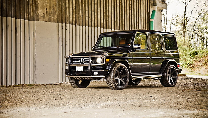 noir Mercedes-Benz G63 SUV, voiture, noir, tuning, SUV, auto, fonds d'écran, benzo, Mercedes, kompressor, 500 €, 500 €, Fond d'écran HD