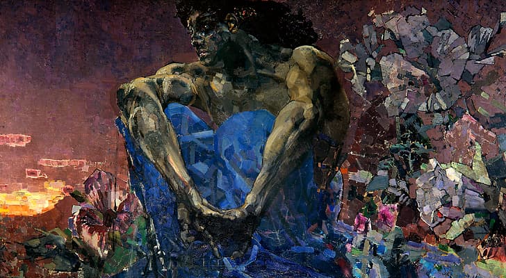 1890, Михаил Александрович, Седящият демон, Врубел, HD тапет