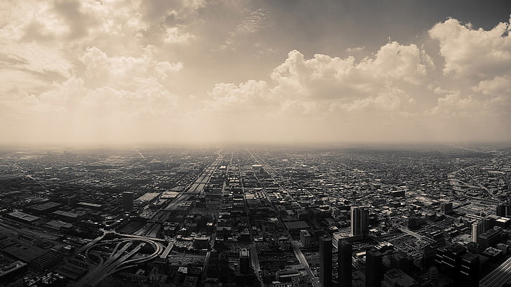 city, cityscape, clouds, filter, muted, Chicago, USA, HD wallpaper