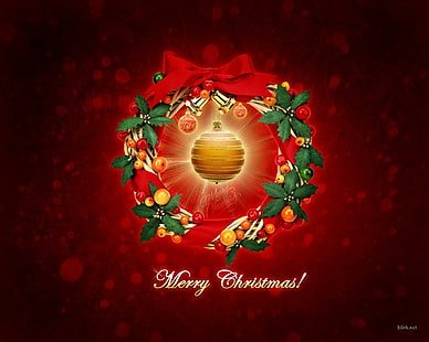 Новый год, Рождество, венок, сфера, поздравление, с Рождеством Христовым искусство, Новый год, Рождество, венок, сфера, поздравление, HD обои HD wallpaper