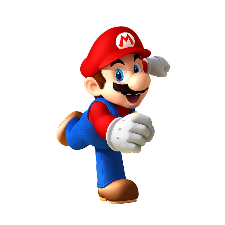 Супер Марио Марио, Супер Марио, Марио Брос, дигитално изкуство, Nintendo, видео игри, бял фон, прост фон, HD тапет