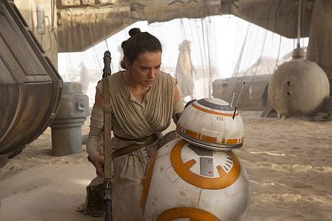Star Wars BB-8, Star Wars, Star Wars: The Force Awakens, Daisy Ridley, BB-8, Fondo de pantalla HD HD wallpaper