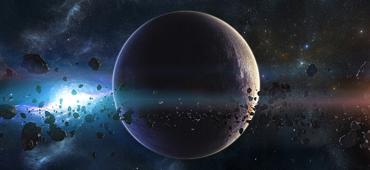 ชามเซรามิกทรงกลมสีขาวและสีน้ำเงินกาแล็กซี่ดาวเคราะห์ดวงดาวอุกกาบาตเนบิวลา, วอลล์เปเปอร์ HD