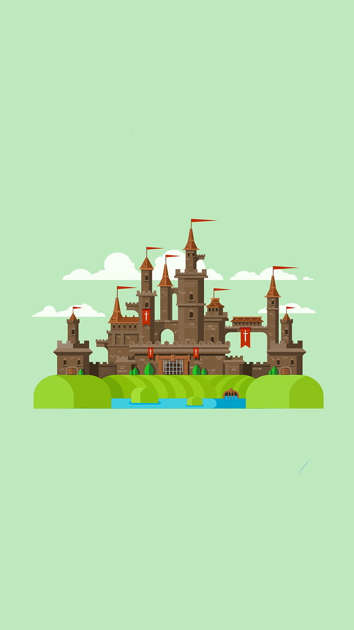 braune Burg Tapete, Burg, Minimalismus, HD-Hintergrundbild, Handy-Hintergrundbild