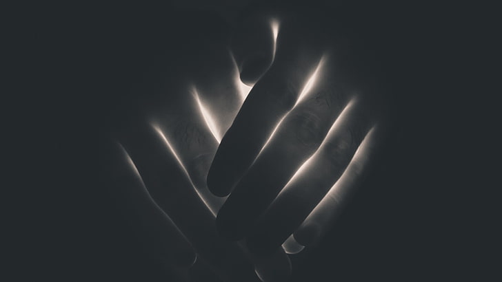 hands, fingers, minimalism, lights, HD wallpaper