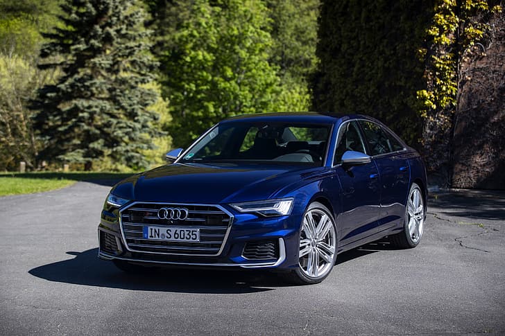 Audi, sedan, dark blue, Audi A6, four-door, 2019, Audi S6, HD wallpaper