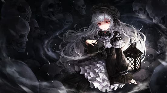 Gotisk, Rozen Maiden, anime, skalle, mörk, HD tapet HD wallpaper