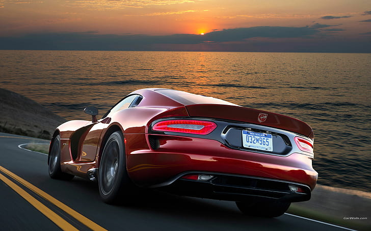 Dodge Viper Sunset HD, รถยนต์, พระอาทิตย์ตก, หลบ, งูพิษ, วอลล์เปเปอร์ HD