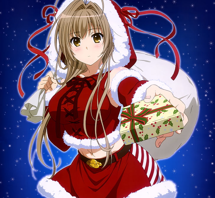 Santa costume, anime girls, anime, Amagi Brilliant Park, Sento Isuzu, HD wallpaper