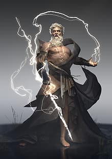 Zeus、Thunder3D、神話、MYTH（ビジュアルノベル）、アニメ都市、アートインスタレーション、アルテアニメ、 HDデスクトップの壁紙 HD wallpaper