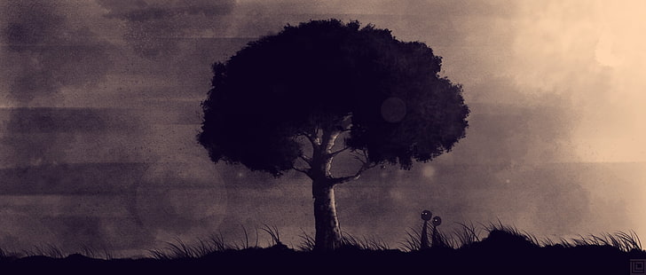 braune und schwarze Baummalerei, Äpfel, Eden, Grafik, HD-Hintergrundbild