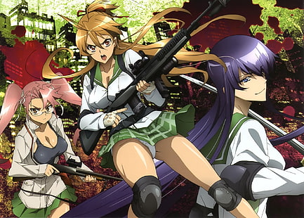 Anime, Lycée Des Morts, Rei Miyamoto, Saeko Busujima, Saya Takagi, Fond d'écran HD HD wallpaper