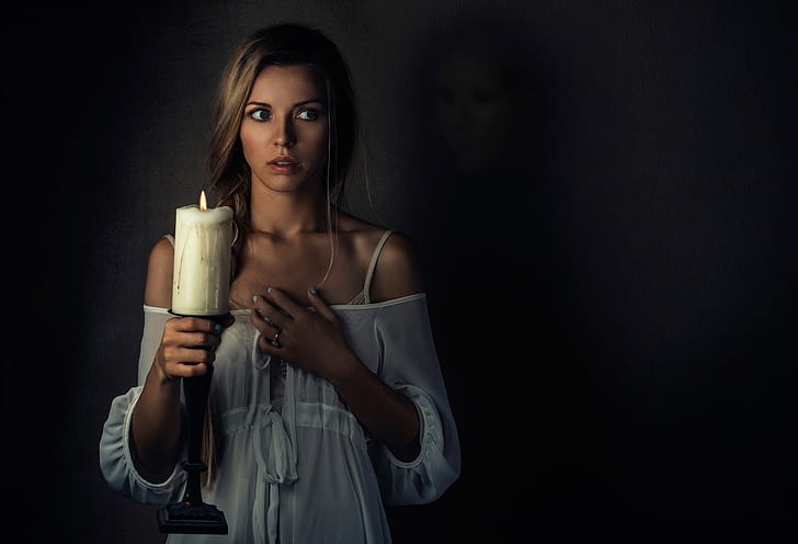 Candles, Women, Spooky, Ghost, candles, women, spooky, ghost, HD wallpaper