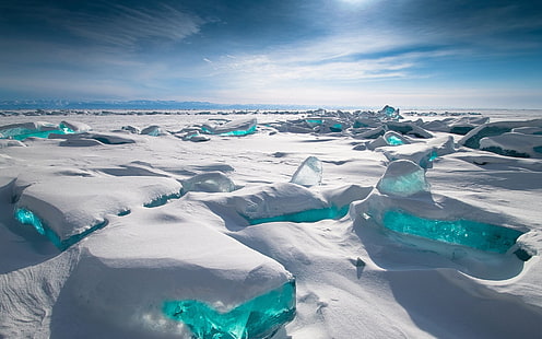 أشعة الشمس في اليوم القطبي للنهر الجليدي في القطب الجنوبي، خلفية HD HD wallpaper