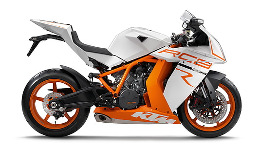 KTM 1190 RC8 R、白とオレンジのKTM RCスポーツバイク、オートバイ、その他、 HDデスクトップの壁紙 HD wallpaper