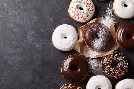  food, sweets, donuts, HD wallpaper HD wallpaper