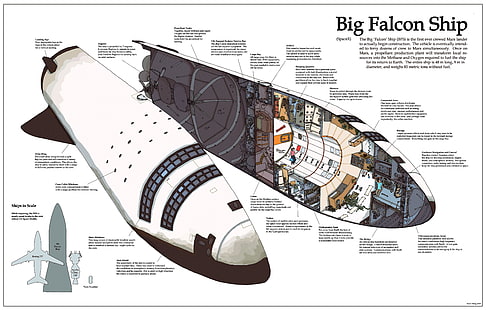 Foto kapal Falcon besar, SpaceX, roket, kapal elang besar, Wallpaper HD HD wallpaper
