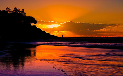 Guardare il tramonto, la natura, la spiaggia, guardare, il tramonto, la natura e i paesaggi, Sfondo HD HD wallpaper