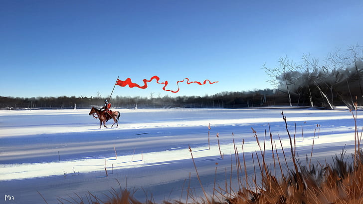 karya seni, seni fantasi, salju, tentara, pemandangan, Dominik Mayer, Wallpaper HD