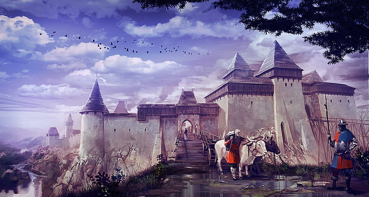wallpaper digital benteng putih dan hitam, castle, Kingdom Come: Deliverance, abad pertengahan, Warhorse Studios, Wallpaper HD