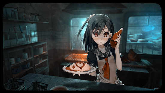 Kantoku, cozinha, anime girls, HD papel de parede HD wallpaper