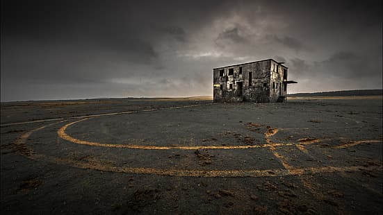 draußen, Haus, verlassen, Himmel, Ruine, Ruinen, HD-Hintergrundbild HD wallpaper