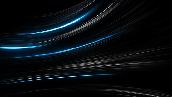 linee, nero, blu, 4k, Sfondo HD HD wallpaper