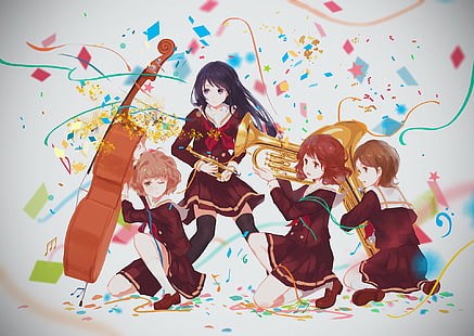 Anime, Suara!Euphonium, Hazuki Katou, Kumiko Oumae, Reina Kousaka, Sapphire Kawashima, Wallpaper HD HD wallpaper