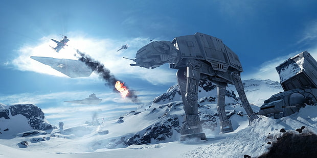 Star Wars, Star Wars Battlefront (2015), AT-AT-Walker, Sternenzerstörer, X-Wing, HD-Hintergrundbild HD wallpaper