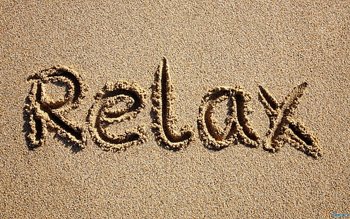 Just Relax Beach, relax sand text, playa, naturaleza, simplemente, relax, Fondo de pantalla HD HD wallpaper