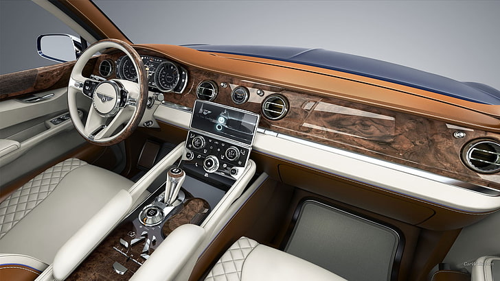 setir mobil coklat dan putih, Bentley XP9, mobil, Wallpaper HD