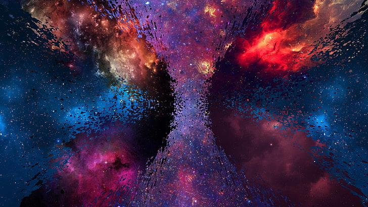 papel de parede da galáxia, papel de parede gráfico da nebulosa multicolorida, galáxia, espaço, universo, arte digital, HD papel de parede