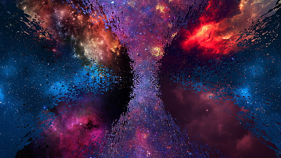 papel de parede da galáxia, papel de parede gráfico da nebulosa multicolorida, galáxia, espaço, universo, arte digital, HD papel de parede HD wallpaper