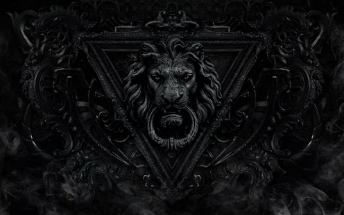 svartvitt mörkt lejon, HD tapet HD wallpaper