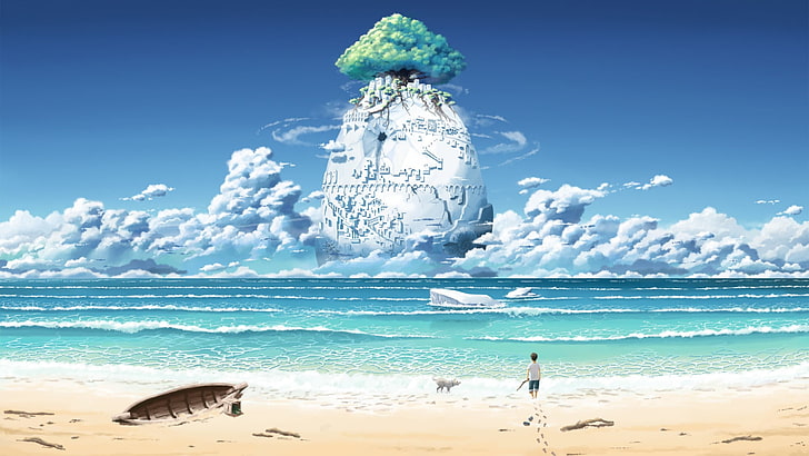 Лапута, море, студия Ghibli, Замок в небесах, HD обои