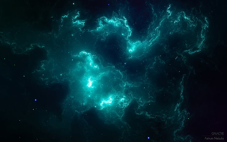 الكون سديم أزرق مخضر تركواز HD، خلفية HD
