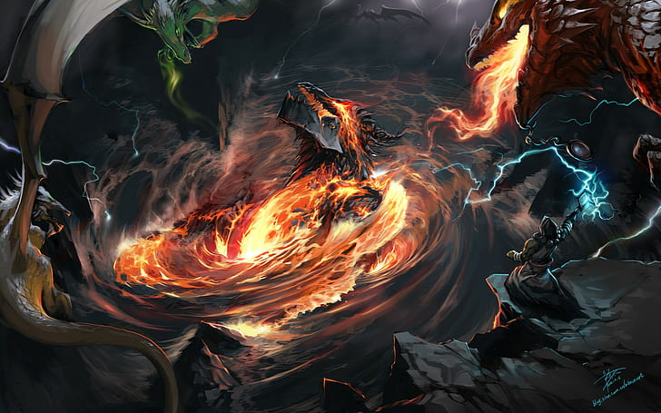 dragons wallpaper, World of Warcraft: Cataclysm, HD wallpaper