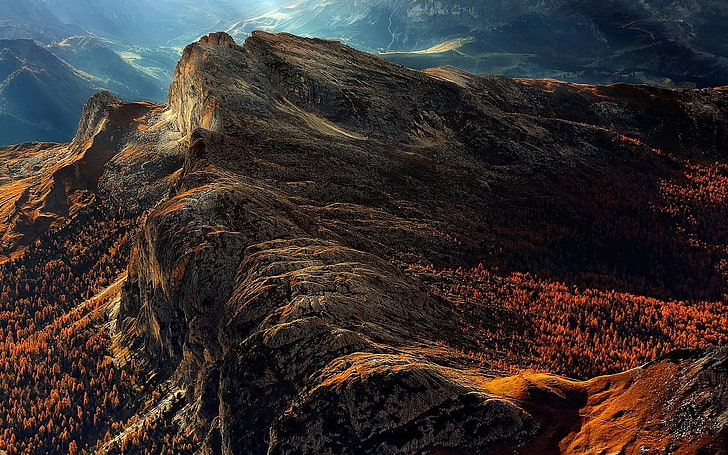 nature, paysage, Dolomites (montagnes), Italie, forêt, automne, brume, Fond d'écran HD