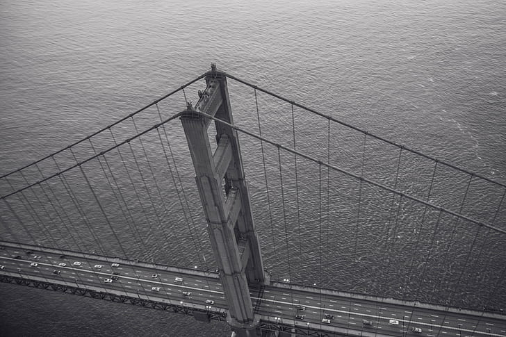 most, monochromatyczny, most Golden Gate, Tapety HD